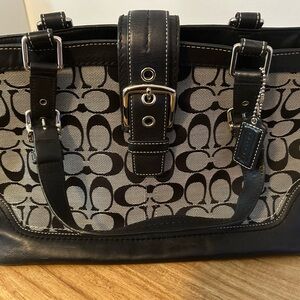 Coach Black and Gray Signature Tote